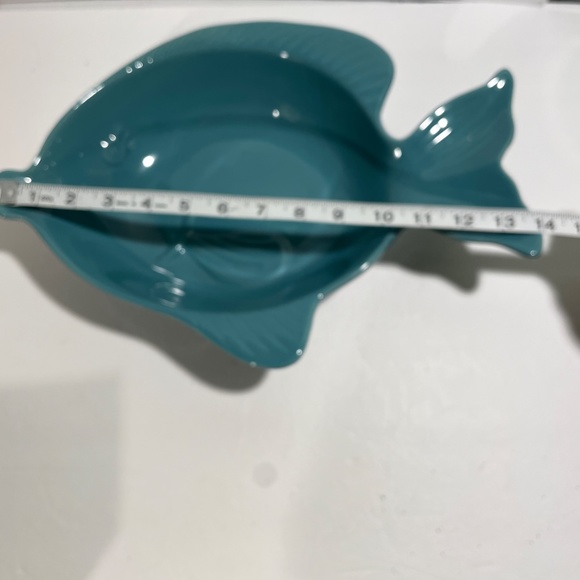Stoneware Teal Colored Fish Bowl - Picture 3 of 6